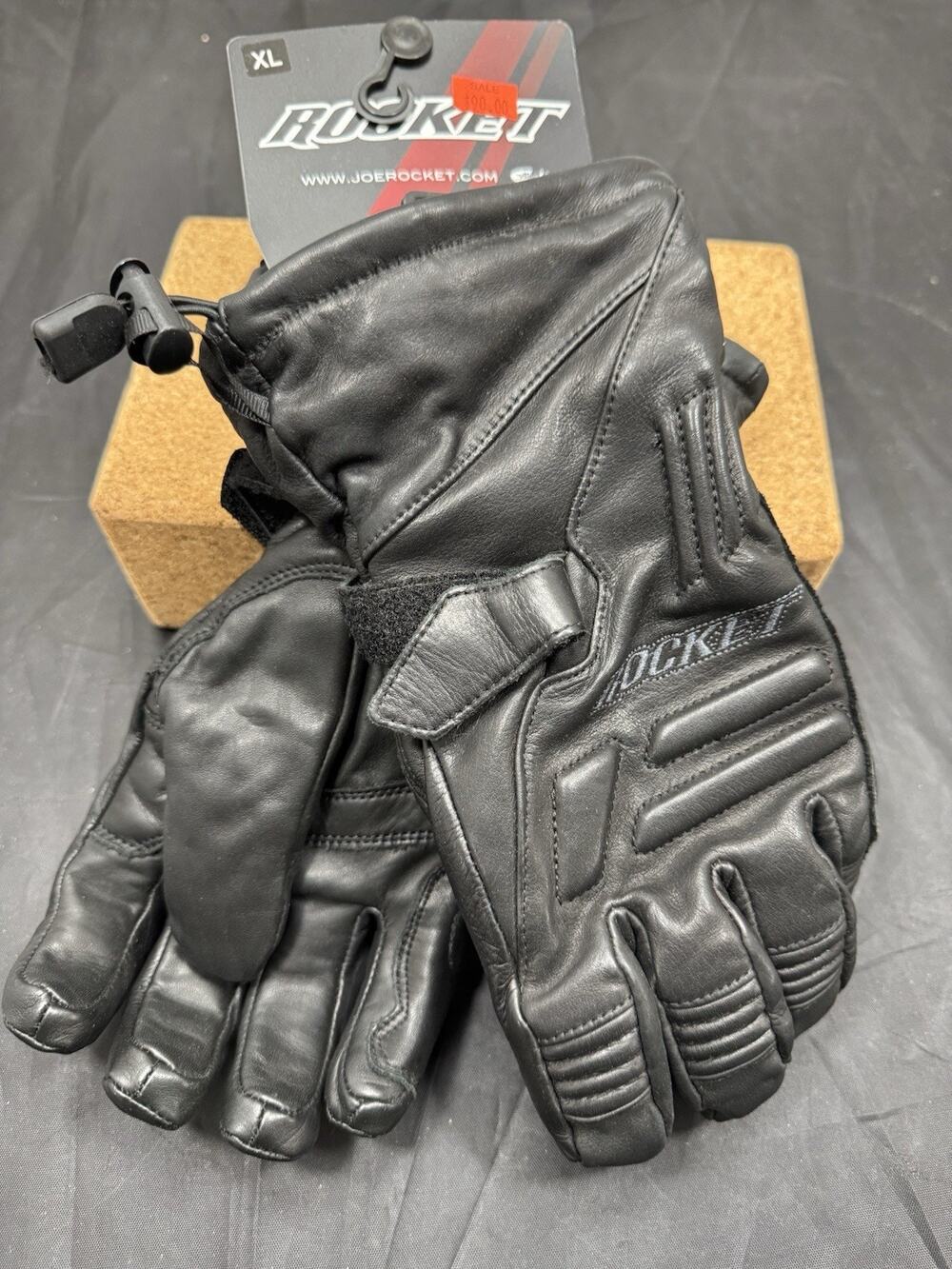 Joe Rocket Wind Chill Leather Motorcycle Gloves Sz L Black Waterproof 1344-1004